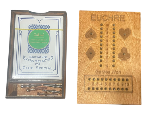 Euchre Board with Cards and Pegs Storage