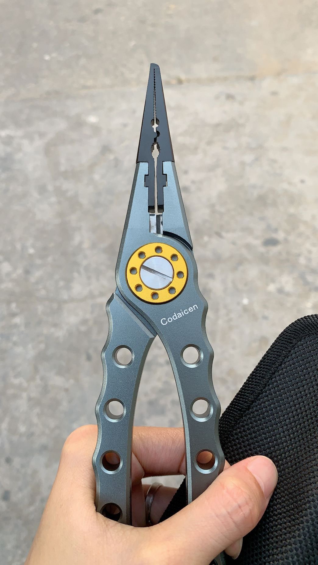 Titanium Aluminum Fishing Pliers- Split Ring, Coiled Lanyard, and Sheath Included