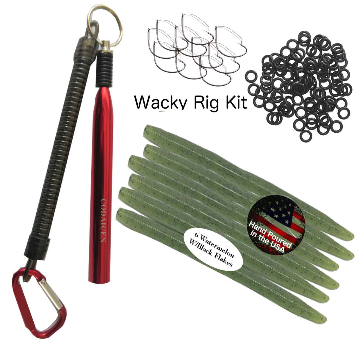 Wacky Rig Worm Fishing Tool Kit - Wacky Rig Tool, 125 Wacky Worm O-Rin ...